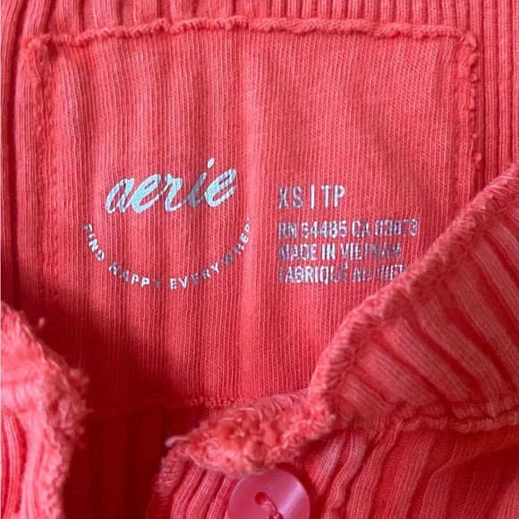 Aerie stretch ribbed henley long sleeve shirt top - Picture 8 of 9